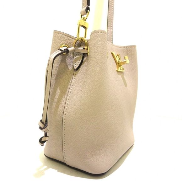 Louis Vuitton Nano Lock Me Bucket Grain Calf Leather Gray Shoulder Bag - Picture 2 of 7